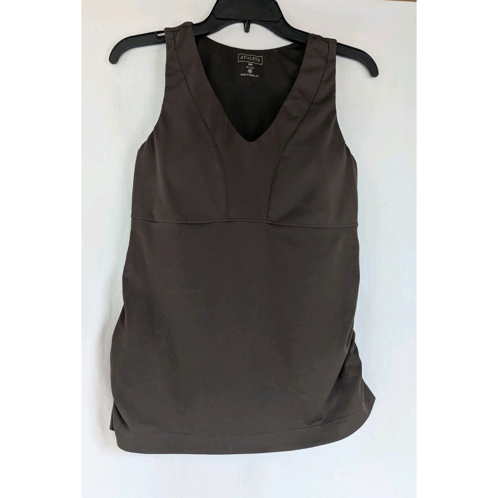 Athleta Cami Support Tank Top Sport Bra Cup Empire V-Neck Womens Sz 34 D Brown
